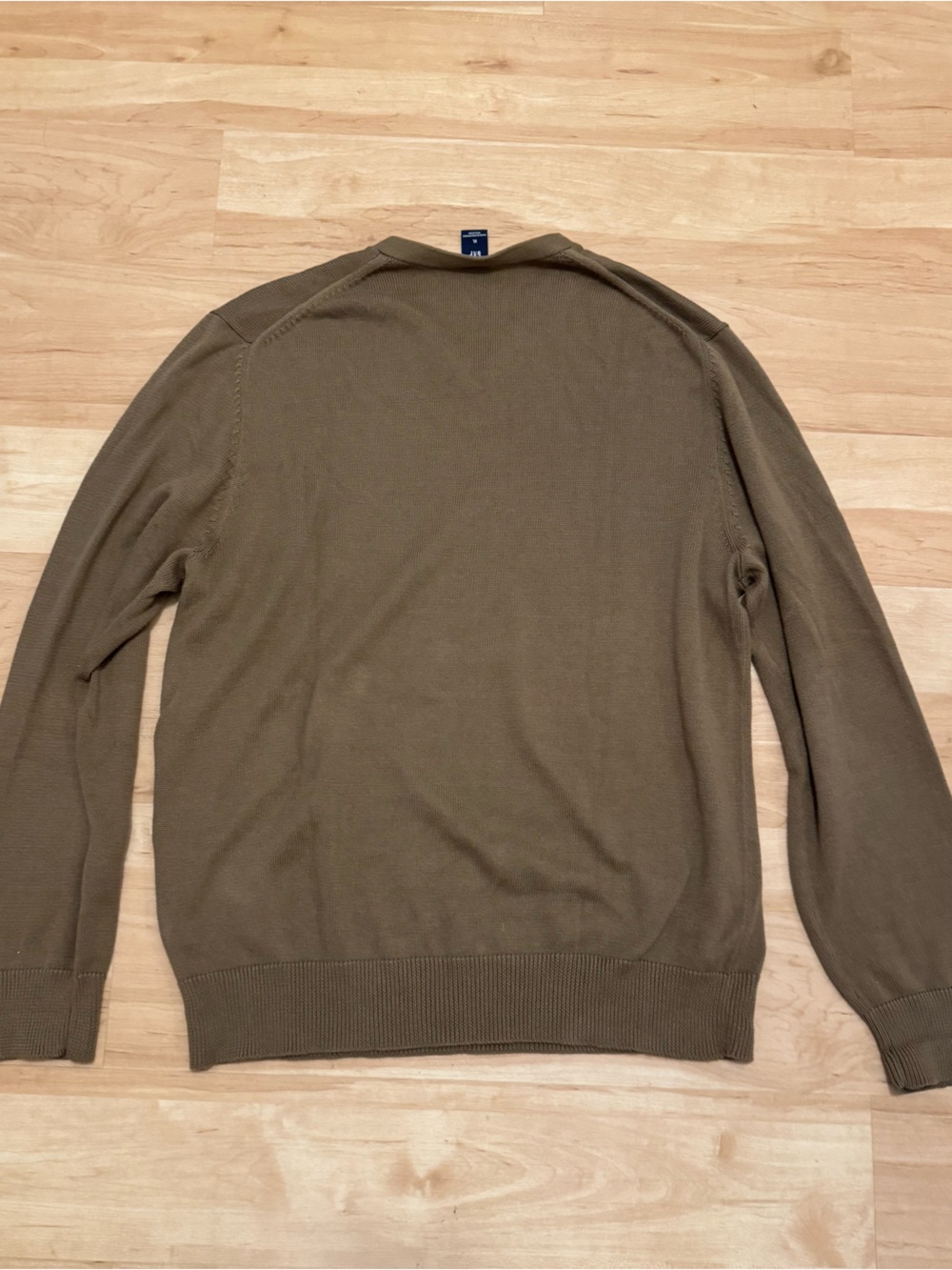 NWOT Gap Y2K Olive Brown V Neck Men's Sweater XL 100% Cotton - Picture 2 of 5